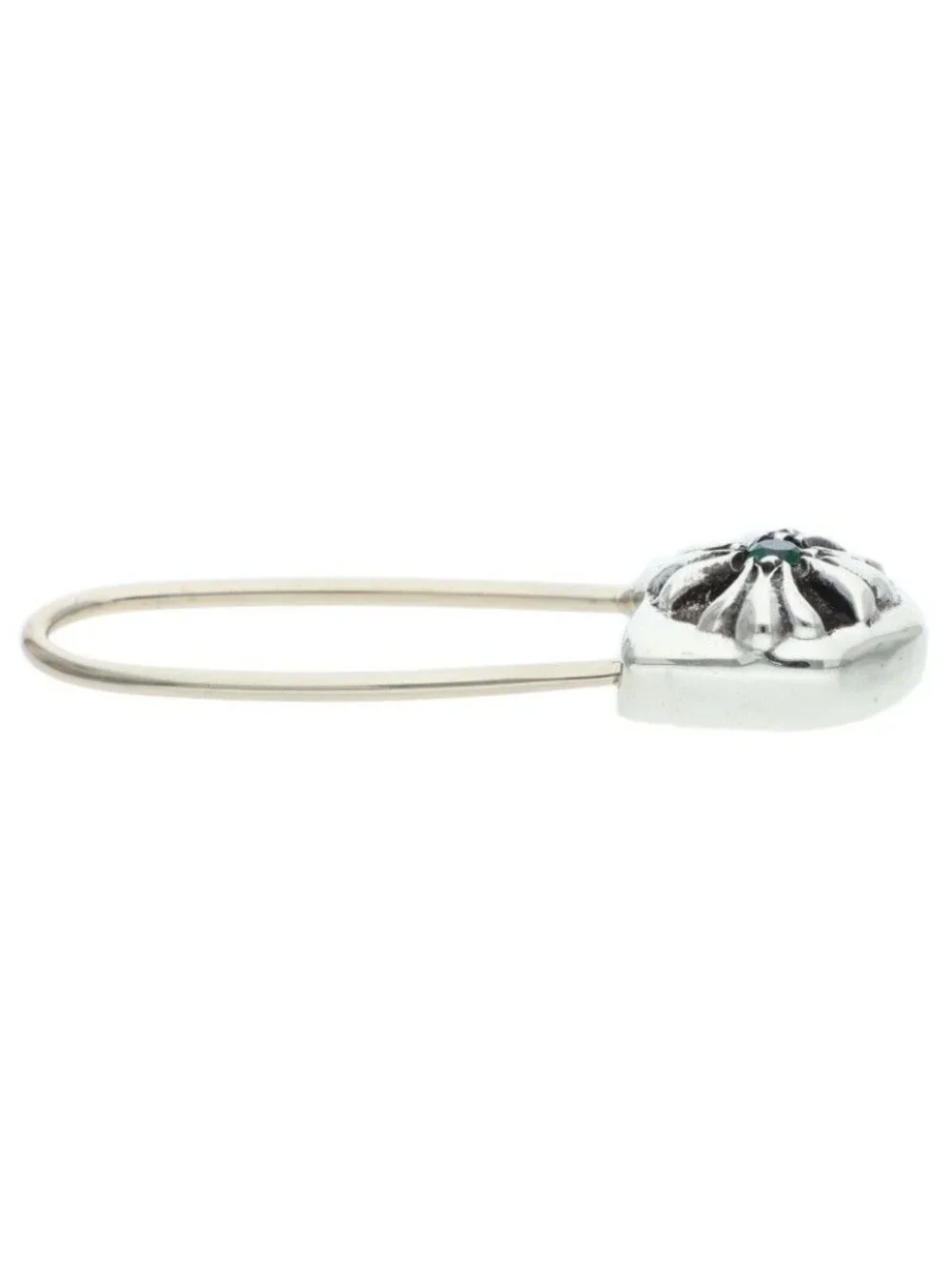 Chrome Hearts ER Safety Pin Emrld Pin 1 Emerald Silver Earrings